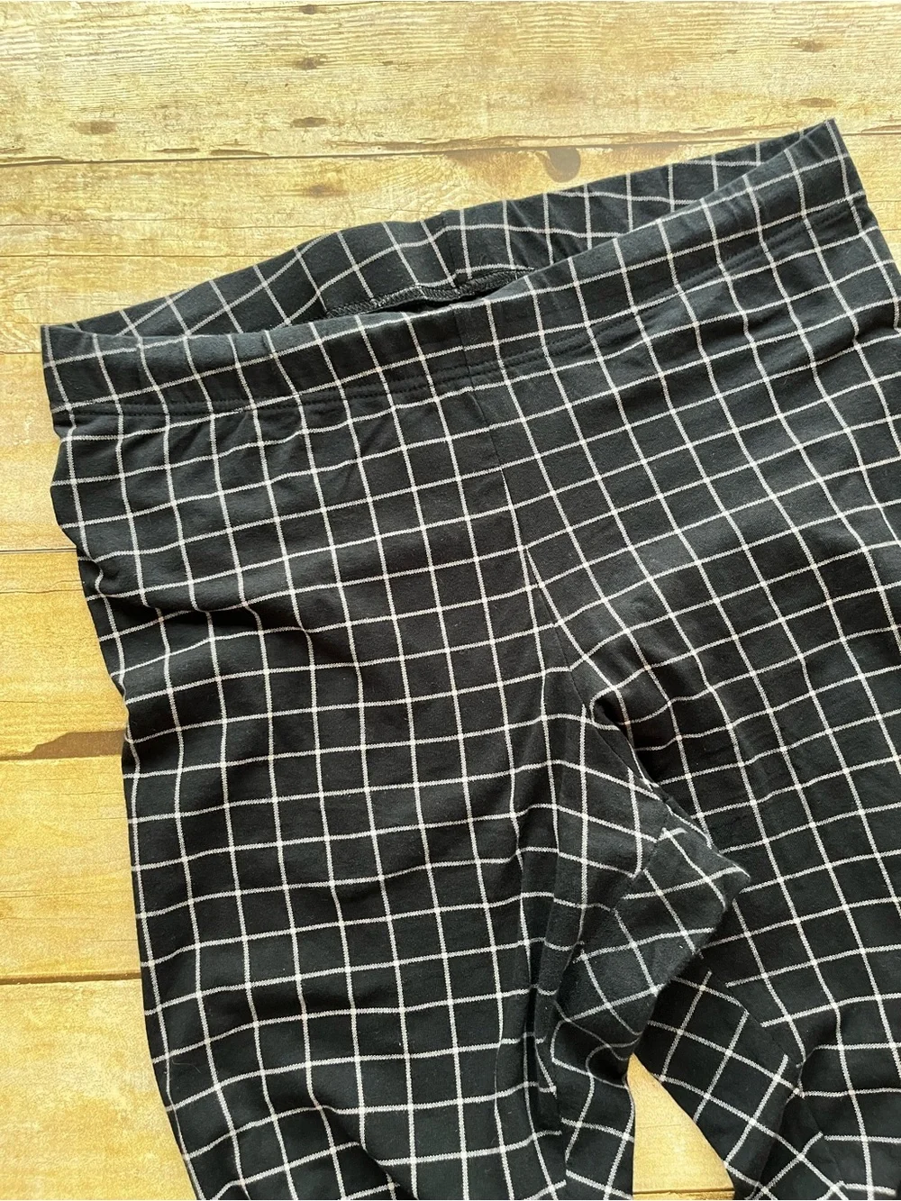 Old Navy Women's Black White Windowpane Stretch Pants Leggings EUC Size Large
